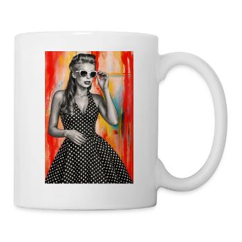 Glamouröse Frau Lünette Kleid Polka Dots Omikly Kunst Kino - Tasse - Weiß - Rechts