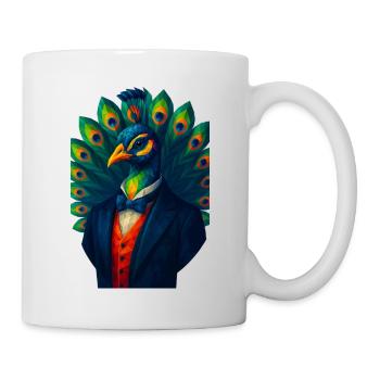 WPAP Style Animals - Peacock in Elegant Suit & Bow Tie - Mug - white - Right