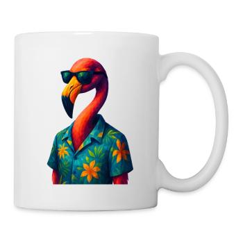 WPAP Stil Tiere - Flamingo mit Sonnenbrille - Tasse - Weiß - Rechts
