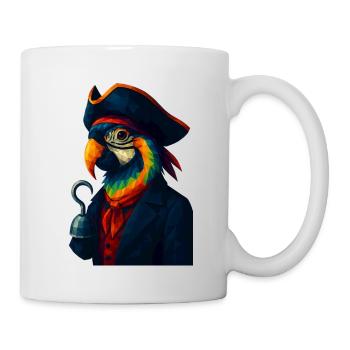 WPAP Style - Parrot Pirate with Pirate Hat - Mug - white - Right