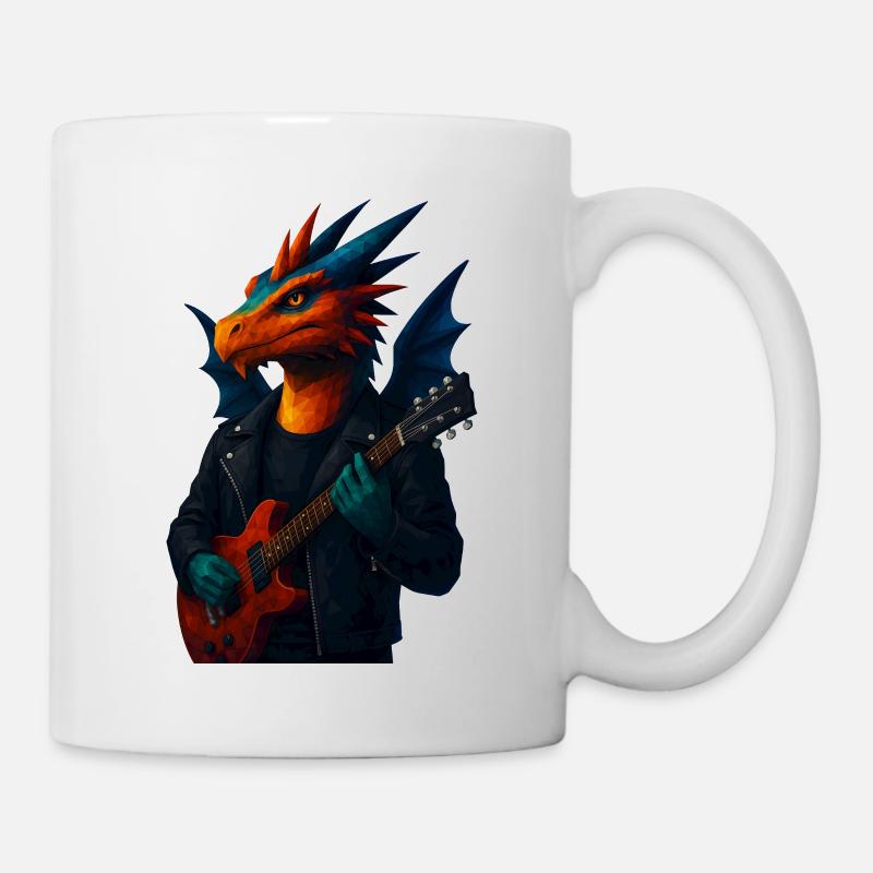 WPAP Style Animals - Dragon Guitarist - Mug - white