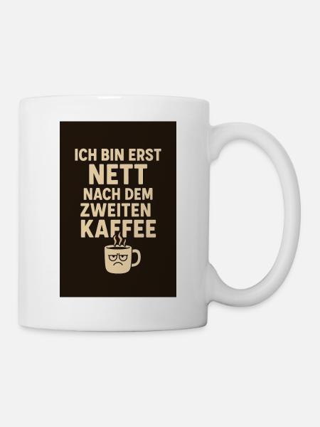 > « Je ne suis gentil qu’après le deuxième café. » - Mug blanc - blanc