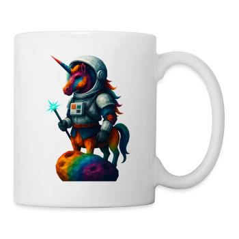 WPAP Stil Tiere - Einhorn im Astronauten Anzug - Tasse - Weiß - Rechts