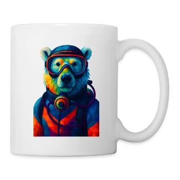 WPAP Style Animals - Polar Bear in Diving Suit Breathing Apparatus - Mug - white - Right