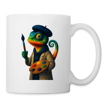 WPAP Stil Tiere - Chamäleon Kunstmaler Farbpalette - Tasse - Weiß - Rechts