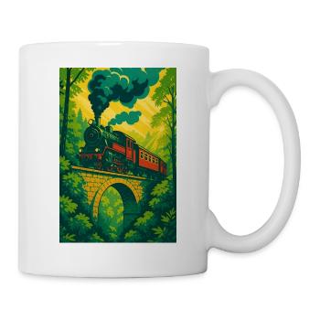 Railway, Steam Locomotive, Train, Forest, Bridge - Mug - white - Right