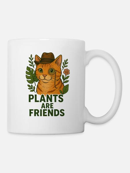 Les plantes sont amies – Chat végétalien - Mug blanc - blanc
