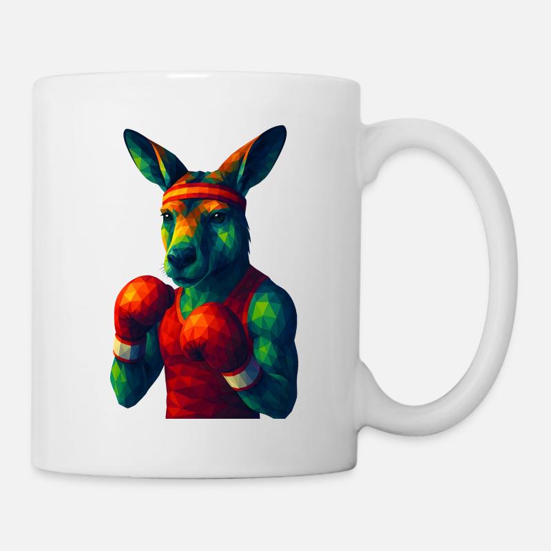 WPAP Style Animals - Boxer Kangourou en Pose - Mug blanc - blanc