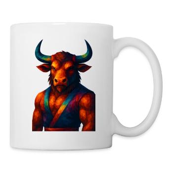WPAP Stil Tiere - Minotaurus in Pose - Tasse - Weiß - Rechts