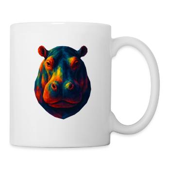 WPAP Stil Tiere - Nilpferd Porträt - Tasse - Weiß - Rechts