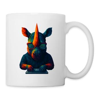 WPAP Style Animals - Techno Rhino with Sunglasses - Mug - white - Right