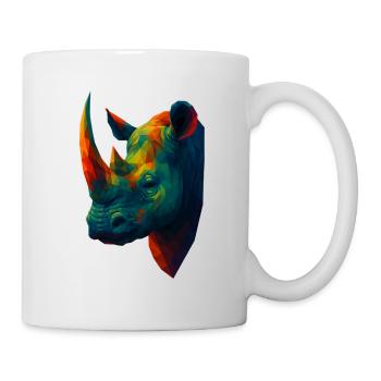 WPAP Style Animals - Rhino Portrait - Mug - white - Right