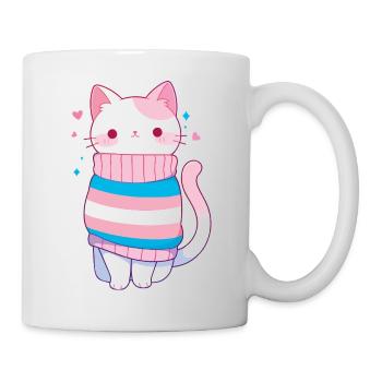 Transgender Katze Trans Kawaii LGBTQ+ Pride - Tasse - Weiß - Rechts