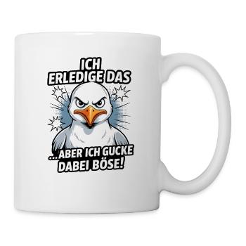 Je le fais, mais je regarde la mouette maléfique - Mug blanc - blanc - Droite