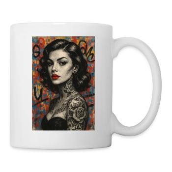Modern pin up femme Omikly streetart vintage retro - Mug blanc - blanc - Droite