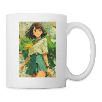 Texturierte Anime Mädchen Collage Kunst - Tasse - Weiß - Rechts