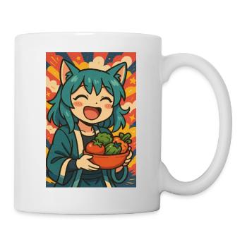 Glücklicher Anime-Koch mit Gemüse - Tasse - Weiß - Rechts