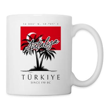 Antalya Palmen Türkei Flagge Reise Souvenir - Tasse - Weiß - Rechts