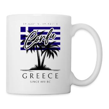 Corfu Griechenland Palmen Flagge Reise Souvenir - Tasse - Weiß - Rechts