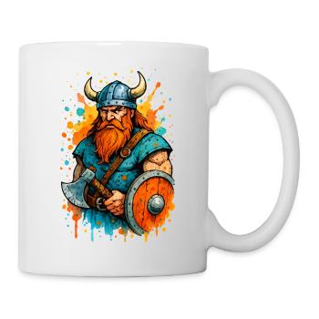 Bandes dessinées vikings éclaboussures de couleurs - Mug blanc - blanc - Droite
