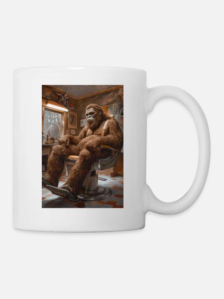 Sasquatch at the Barber Shop - Mug - white
