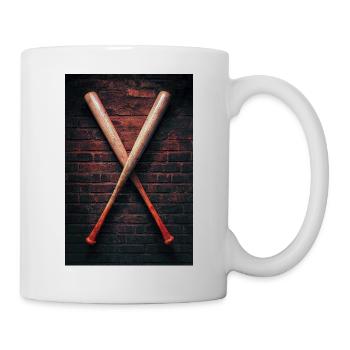 Crossed Bats on Brick Wall - Mug - white - Right