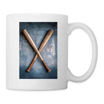 Klassische Baseballschläger gekreuzt - Tasse - Weiß - Rechts