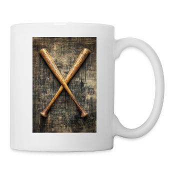 Gealterte Baseballschläger gekreuzt - Tasse - Weiß - Rechts