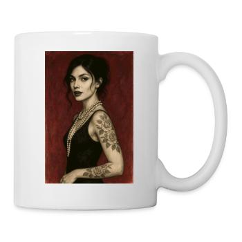 Woman Elegant burgundy pearl necklace Omikly Art - Mug - white - Right