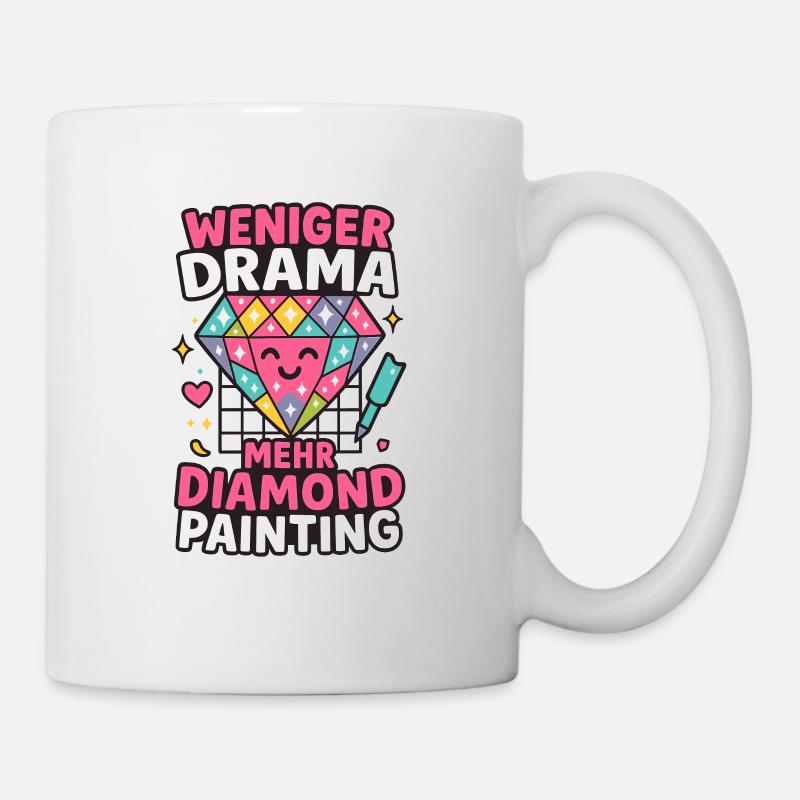 Less drama, more diamond painting - Mug - white