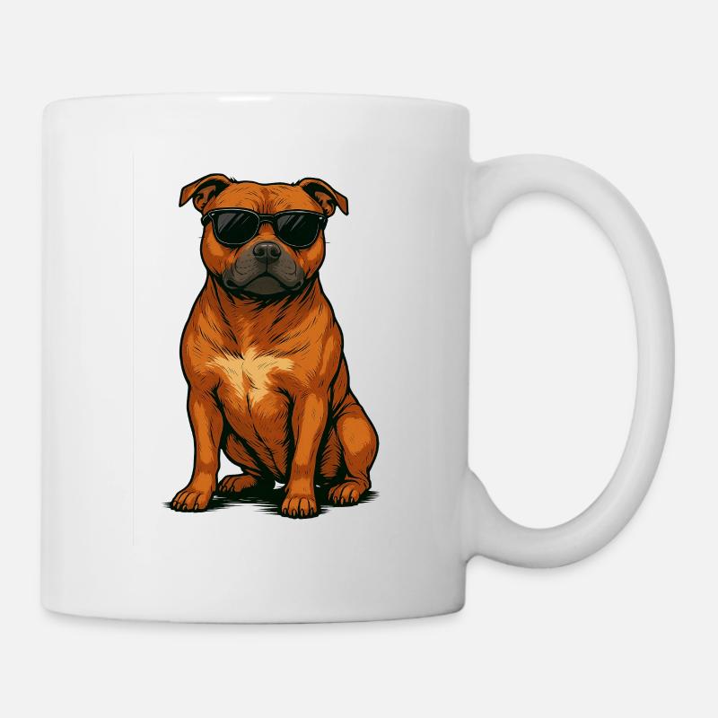 Staffi with sunglasses - Mug - white
