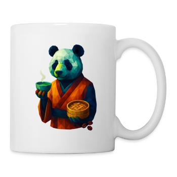 Animaux de style WPAP - Panda ours en kimono buvant du thé - Mug blanc - blanc - Droite