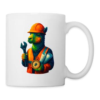 WPAP Style Animals - Alpaca Engineer with Safety Helmet - Mug - white - Right