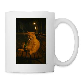 "Nachtschicht im Katzenviertel" - Tasse - Weiß - Rechts