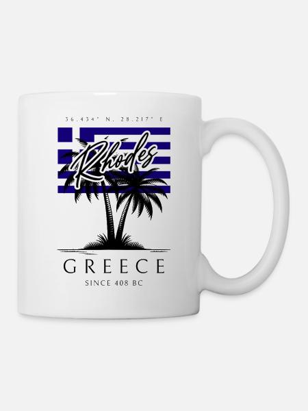 Rhodes Palm Trees Flag Travel Souvenir - Mug - white