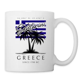 Santorini Palmen Flagge Reise Souvenir - Tasse - Weiß - Rechts