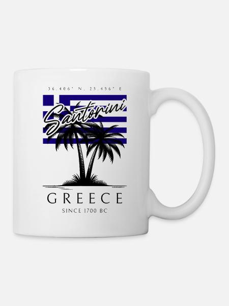 Santorini Palmen Flagge Reise Souvenir - Tasse - Weiß
