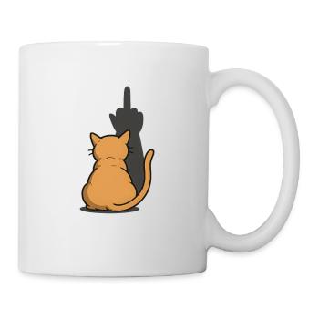 Katze Mittelfinger Schatten - Tasse - Weiß - Rechts