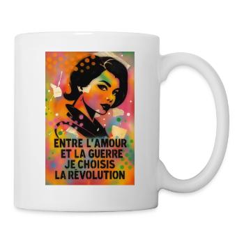 Love Revolution Woman pop art omikly poster - Mug - white - Right