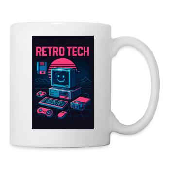 Retro Tech Computer Graphic Designer with Smile - Mug - white - Right