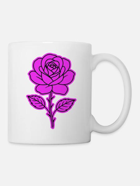 Rose Kontur - Tasse - Weiß