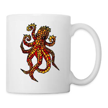 Feuriges Mosaik-Oktopus-Design - Tasse - Weiß - Rechts