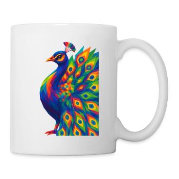 WPAP Polygon Style Animals - Peacock Portrait - Mug - white - Right