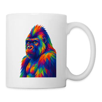 WPAP Polygon Stil Tiere - Gorilla Porträt - Tasse - Weiß - Rechts