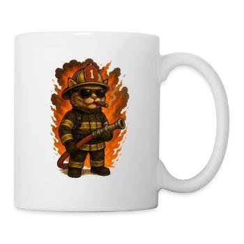 Chat pompier badass – Humour, flammes et style - Mug blanc - blanc - Droite