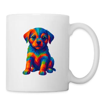WPAP Polygon Stil Tiere - Hundewelpen Porträt - Tasse - Weiß - Rechts