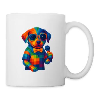 WPAP Polygon Stil Tiere - Hundewelpe Sonnenbrille - Tasse - Weiß - Rechts