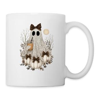 Süßer Spitzengeist, Halloween-Geist, Kürbis, Kaffee - Tasse - Weiß - Rechts