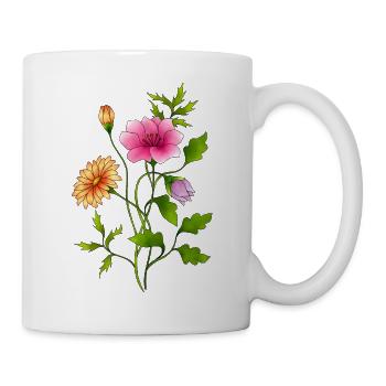 Blumen - Tasse - Weiß - Rechts
