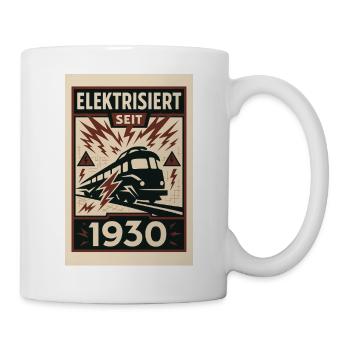 Elektrisiert Strom Eisenbahn 1930 Bahn Zug Express - Tasse - Weiß - Rechts